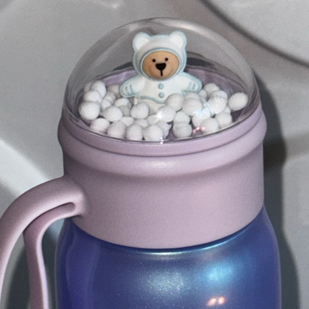NWT 2025🎄Holiday Starbucks Water Bottle with Snow Bearista Magnetic Lid Charm - Picture 2 of 9